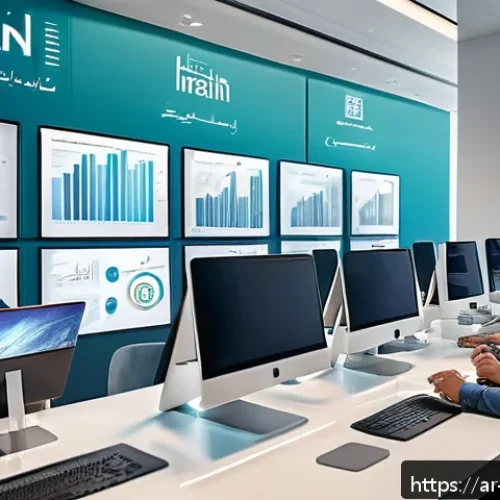 브랜드 마케팅 사례로 배우는 성공 원칙 - A modern digital marketing office scene in a Middle Eastern city, showing diverse professionals anal...
