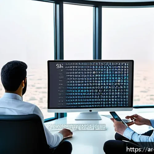 브랜드 마케팅 캠페인 기획 사례 분석 - A vibrant digital marketing campaign scene set in a modern Middle Eastern office, featuring a divers...